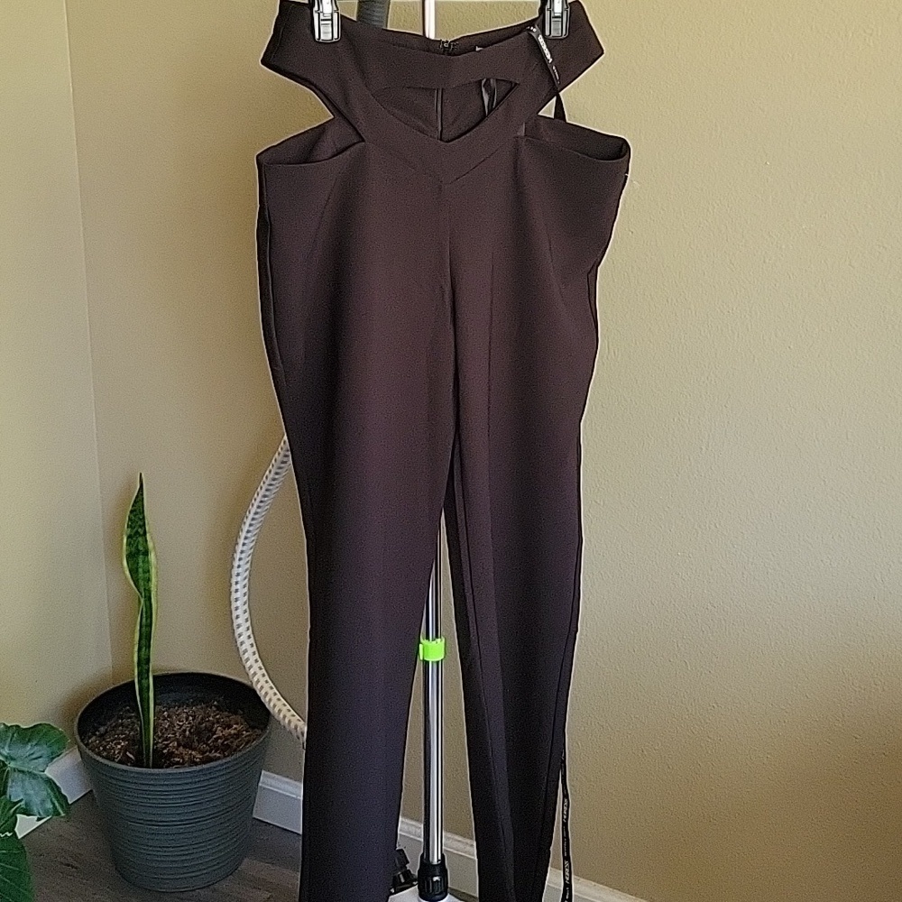 NWOT Heiress Beverly Hills Black Cut-Out High-Waist Trousers Sz L - Picture 14 of 14